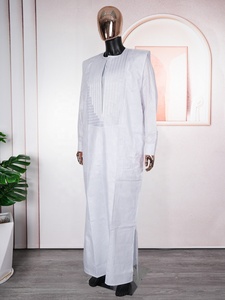 Vêtements africains pour <span class=keywords><strong>homme</strong></span>, ensembles traditionnels <span class=keywords><strong>Agbada</strong></span> 3 pièces, pantalon Thobe, fête de mariage, grande taille, blanc, Bazin Riche, costumes brodés - Product Image 3