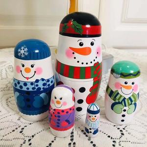 YD TOYS Poupée Matryoshka russe en bois, bonhomme de neige de Noël à cinq couches, directement du fabricant, <span class=keywords><strong>personnalisable</strong></span> - Product Image 2
