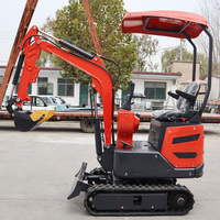 Mini-excavatrice diesel EACHAN EPA Engine 1,3 tonne, micro-pelle hydraulique pour travaux de terrassement, petite pelle à queue zéro pour vergers