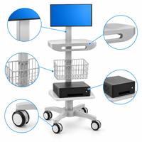 Chariot de surveillance pour salle d'endoscopie avec base roulante à cinq roulettes et panier à accessoires pour l'installation d'appareils de surveillance du patient