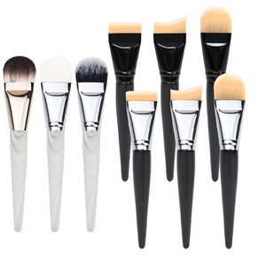 Brocha de Maquillaje para Ojos, Diseño de Media Luna, con Cerdas de Fibra Sintética, Virola de Aluminio, Mango de Madera, Color Negro Beige, Suave, para Corrector - Product Image 2