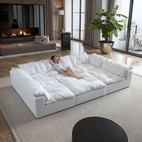 Canapé modulaire en forme de U, en tissu blanc, style nuage, avec plumes compressées, pour salon, emballage sous vide