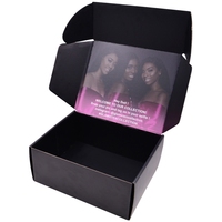 Boîte d'emballage en carton ondulé noir de luxe personnalisée avec logo pour perruques et extensions capillaires – Vente en gros