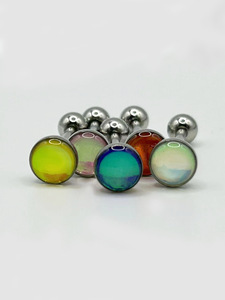 Piercing de langue en acier inoxydable |   Accessoires de piercing corporel à filetage externe couleur arc-en-ciel en gros - Product Image 6