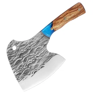 سكين جزار فأس ، 5.5 بوصة ، 4cr13, مصنوع من الفولاذ المقاوم للصدأ ، مع مقبض من خشب الراتنج باكاوود ، سكين ساطور اللحوم الثقيلة