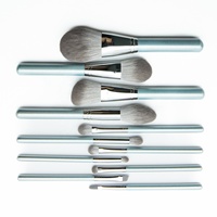 Kit de pinceaux de maquillage végétalien de qualité supérieure Starry Ocean Design avec des cheveux synthétiques gris