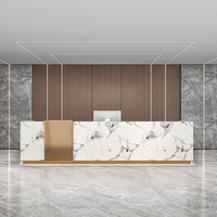 Bureau d'accueil personnalisé de luxe en acier inoxydable et peint, comptoir de consultation pour entreprise, salon de beauté, salon de manucure, caisse