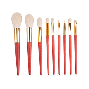 Beitz 9-Piece Makeup <b>Brush</b> Set, Wooden Handle Makeup <b>Brush</b> Set, Chinese Style Makeup <b>Brush</b> Storage Bag - Product Image 5