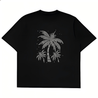 Transfert thermocollant personnalisé en gros pour vêtements et t-shirts, motif cocotier estival avec strass