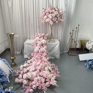 Composizione Floreale Artificiale Elegante IFG Personalizzabile 60cm 1.8m in Seta Rosa per Decorazioni e Allestimenti Matrimoniali - Product Image 1