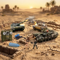 Char de combat RC à l'échelle 1:24, 2,4 GHz, construction métal-plastique, design télescopique, contrôleur infrarouge, sons et lumières simulés, piles incluses