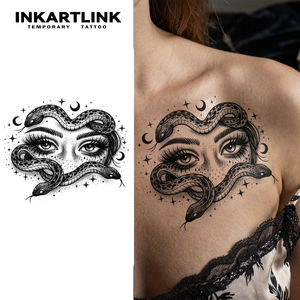 INKARTLINK - Tatuaje Temporal Personalizado de Ojos de <span class=keywords><strong>Medusa</strong></span> y Cuerpo de Serpiente, Resistente al Agua, de Larga Duración (1-2 Semanas), Tinta Jagua - Product Image 1