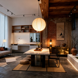 Lanterne suspendue ronde minimaliste en mélange de coton, lampe suspendue décorative pliable pour chambre à coucher et salon (20 pouces) - Product Image 5