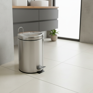 <span class=keywords><strong>Cestino</strong></span> per Rifiuti in Acciaio Inox da 3L e 5L per Bagno, Forma Rotonda con Pedale e Bordo - Product Image 1