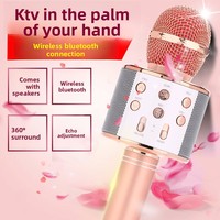 Microphone et haut-parleur combo mobile transfrontalier K858 pour karaoké et diffusion en direct, micro sans fil à directivité cardioïde SNR