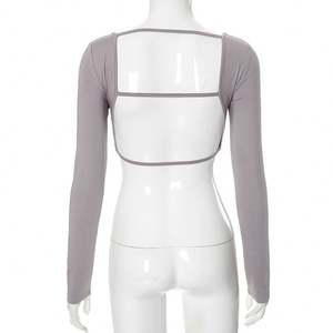 T-Shirt Top corta da <span class=keywords><strong>donna</strong></span> Slim da <span class=keywords><strong>donna</strong></span> a maniche lunghe alla moda all'ingrosso 2024 - Product Image 5