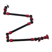 KALIOU Z054 Support à trois nœuds en alliage d'aluminium, bras magique universel multifonction avec vis 1/4 et rotule, noir+rouge