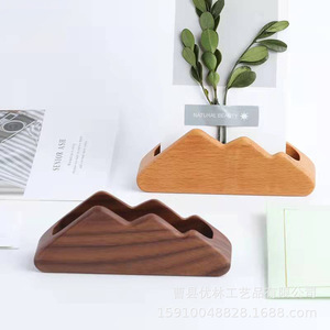 Porte-cartes de visite en bois, 13cm, boîte de rangement de bureau au design de dessin animé pour cartes et notes - Product Image 2