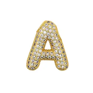 Neue Initialen Buchstaben Anhänger Zirkon 18K Gold 26 Alphabet benutzerdefinierte Namen Halskette Schmuckherstellung zubehör Charms für Frauen