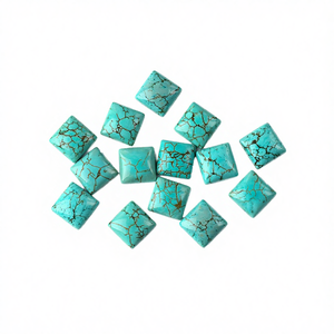 พลอยเทอร์ควอยซ์สีเขียวคุณภาพสูง ทรงเหลี่ยมเจียระไนแบบคาโบชอง หินธรรมชาติ ตัวเลือกยอดนิยมสำหรับการทำเครื่องประดับ ขายส่ง - Product Image 2