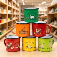 Aliments de haute qualité  Mug en émail sûr et personnalisable avec logo de marque, tasse en métal émaillé colorée réutilisable pour le camping, le café et le thé