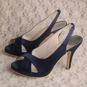 (22 renk) adedi 1 saten lacivert/çıplak düğün topuklar - Product Image 2