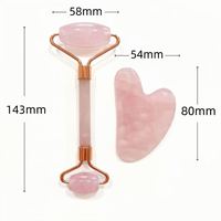 Rouleau Facial en Jade Naturel et Gua Sha – Ensemble de Rouleaux de Massage Visage en Pierres Précieuses Multiples, Outil de Soin de la Peau en Forme de Cœur – Vente en Gros
