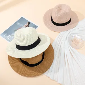 Venta al por Mayor de verano Unisex sombrero de paja de verano para hombre al aire libre vaquero occidental Panamá Fedora sombrero de paja