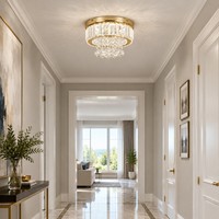 Lustre doré à montage en surface pour chambre à coucher, luminaire de plafond LED en forme de goutte de pluie