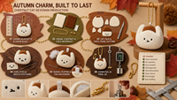 Porte-clés en peluche animale rond blanc OEM/ODM avec patch marron et chaîne à billes dorée
