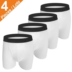 Ingrosso 4 Pezzi/<span class=keywords><strong>Lotto</strong></span> <span class=keywords><strong>Boxer</strong></span> da <span class=keywords><strong>Uomo</strong></span> in Cotone, Lunghezza Interna 5 Pollici, Taglie Forti, Ropa De Hombre, Slip <span class=keywords><strong>Boxer</strong></span>, Intimo Maschile con Logo Personalizzato - Product Image 4