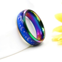 Offre Spéciale 6MM Bande En Acier Inoxydable Confort Fit Sensible À La Température Arc-En-Ciel Changement De Couleur Anneaux D'humeur