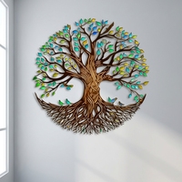 Décoration murale en fer rond sur le thème de l'arbre de vie, écologique et moderne, faite sur mesure