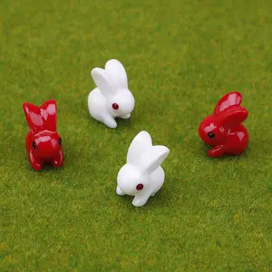 Helloworld đáng yêu thu nhỏ 10 cái Mini Nhựa Thỏ Vườn Cổ Tích trang trí chậu cây hoa Tượng trang trí động vật gia đình
