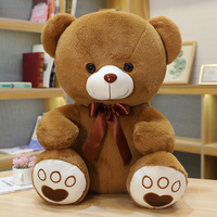 Ensemble de peluches ours en peluche mignonnes en forme de famille, animaux en peluche doux avec nœud papillon et patte brodée en forme de cœur