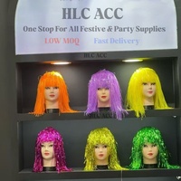 Perruque en paillettes fluorescentes douces HLC ODM pour fête verte orange rouge néon, perruque qui brille dans le noir, accessoires de cosplay, fournitures de décoration de fête