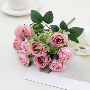 Ramos de Flores Artificiales de Seda al por Mayor, 10 Cabezas de <span class=keywords><strong>Rosas</strong></span> y Peonías, Tela Decorativa para Bodas, Pascua, Graduaciones - Product Image 2