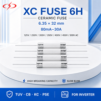 Fusible céramique XC FUSE 6H 80mA-30A 125V-500V AC/DC à haute capacité de coupure, à montage traversant, à action lente pour TUV CB KC PSE pour onduleur