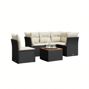 Black <b>Rattan</b> Garden <b>Sofa</b> Set 4 Seater Weather Resistant Outdoor Furniture Contemporary Design - Product Image 1