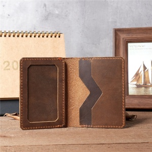 In Stock Minimalist Design Real Genuine Leather Cardholder <b>Wallet</b> <b>RFID</b> Feature Open Closure Type for ID Cards Short Length - Product Image 4