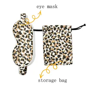 Fun and Fashionable Leopard Print Silk Eye Mask and Bag Set with Various Colors and Patterns