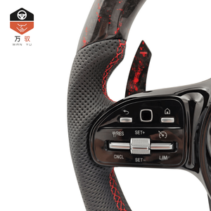 Volant sport en fibre de carbone forgée rouge personnalisé pour Mercedes Benz W205 C300 <span class=keywords><strong>Porsche</strong></span> Panamera Cayenne - Ajustement universel - Product Image 3