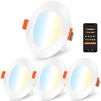Spots LED encastrés au plafond de 3 pouces, 4 pouces, 7W, 10W, CCT, avec module d'éclairage intelligent contrôlable par l'application Alexa