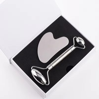 Ensemble de rouleaux de massage facial en acier inoxydable pour soins de la peau, outil de massage manuel Gua Sha, diffuseur, cadeau de spa personnalisé en gros