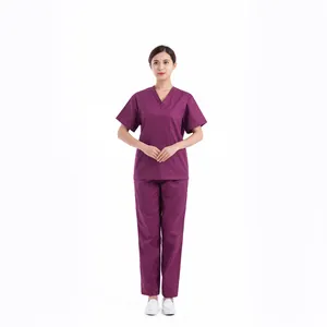 Scrubs Uniforms Nurse New Fashion Scrubs Set Hot Sell Stretchy Short Sleeve Tops Nurse Scrubs Pockets Medical Hospital Uniforms Joggers