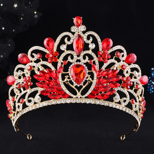 Couronne de mariage royale victorienne en rubis, diadème de mariée orné de filigrane doré, couronne de reine en cristal, diadème de mariage pour événements spéciaux - Product Image 2