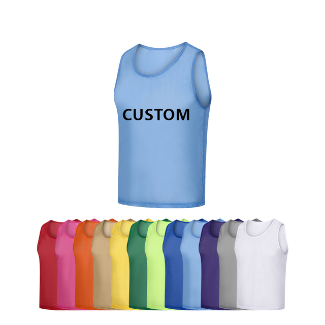 Custom Cheap Soccer Sleeveless Vest Sports Training Bibs Name Logo Mesh Breathable Football Pinnies for Kids Adults
