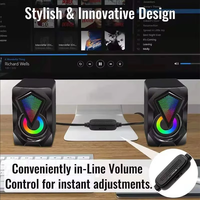 Système de son surround, haut-parleurs PC LED, lumière LED RGB, basses puissantes, haut-parleur d'ordinateur de bureau filaire USB