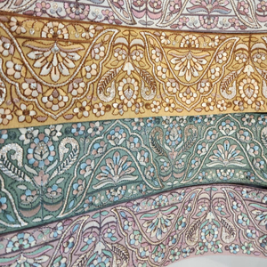 2025 nueva moda Mutli colorido bordado flor encaje pantalones para niños ropa de mujer parche bordado encaje Trim - Product Image 2