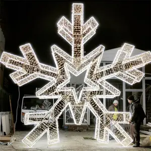 Metall Weihnachten 3D Schneeflocke Stern Outdoor Dekoration Motiv Licht Urlaub Weihnachten Skulptur Park Commercial Street Motiv Lichter